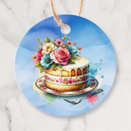Shabby Chic Floral Birthday Cake To and From Favor Tags