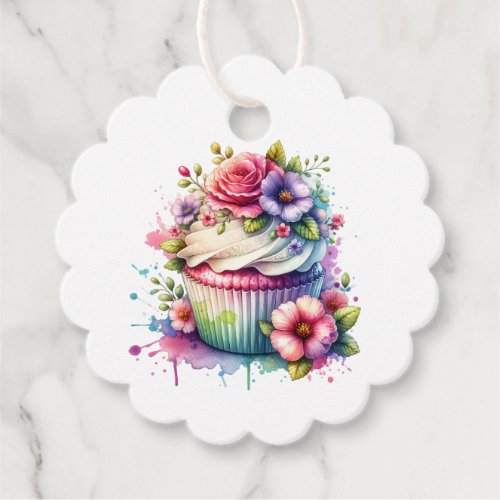 Shabby Chic Floral Birthday Cupcake To and From Favor Tags