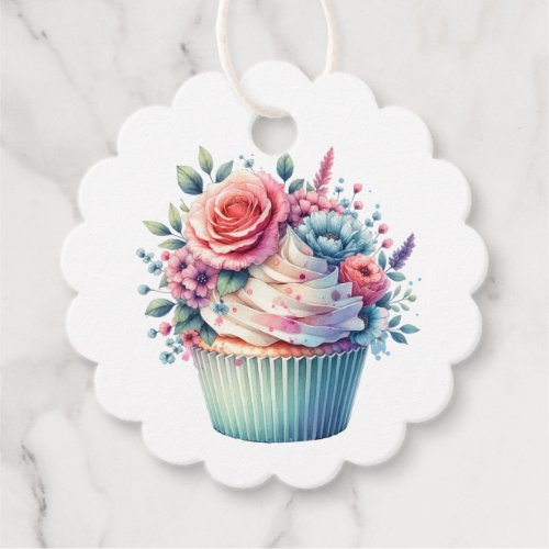 Shabby Chic Floral Birthday Cupcake To and From Favor Tags