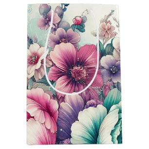 Shabby Chic Floral Birthday Medium Gift Bag