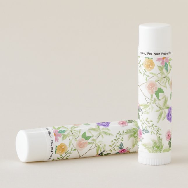 Shabby Chic Floral Bridal Shower Favor Lip Balm (Front)