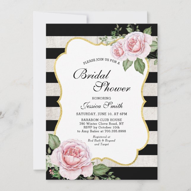 shabby chic floral bridal shower invitation (Front)