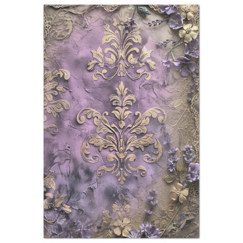 Shabby Chic Floral  Demask Digital Mixed Media Tissue Paper