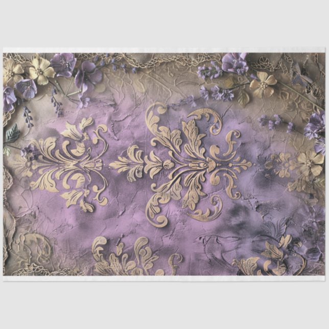 Shabby Chic, Floral & Demask Digital Mixed Media Tissue Paper (Front)