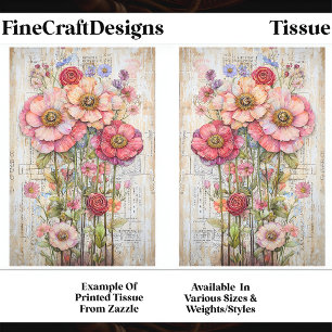 Shabby Chic Floral Ephemera Pink Red S7B Decoupage Tissue Paper