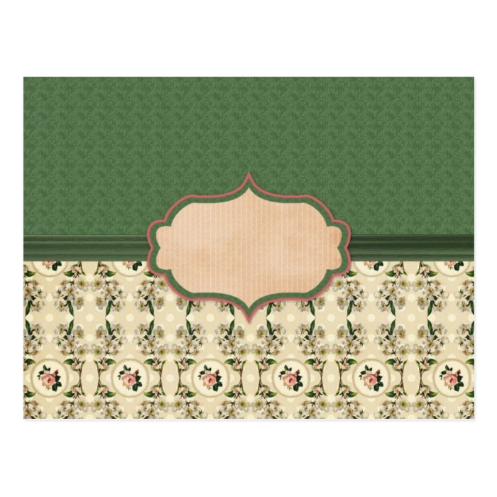 Shabby Chic Floral Green Customize Post Card