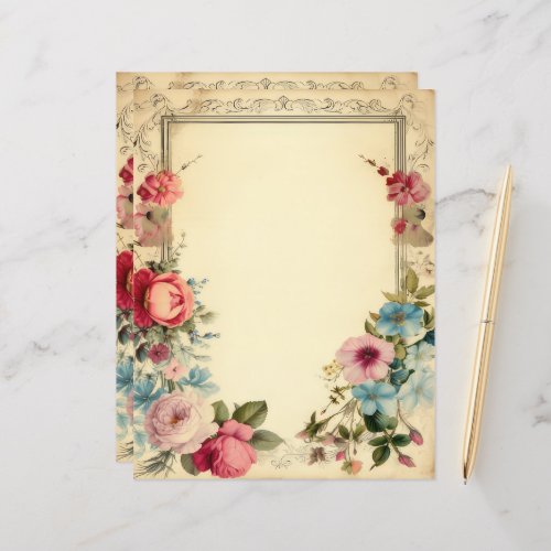 Shabby Chic Floral Junk Journal Stationery