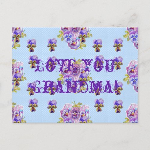 Shabby Chic Floral Love You Grandma Postcard