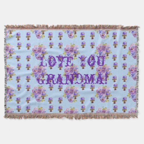 Shabby Chic Floral Love You Grandma Throw Rug Throw Blanket