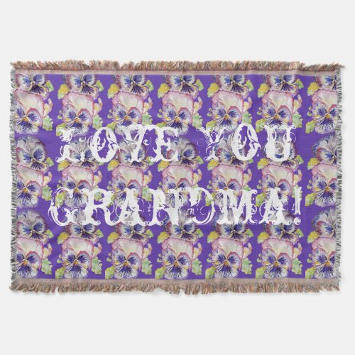 Shabby Chic Floral Love You Grandma Throw Rug Throw Blanket