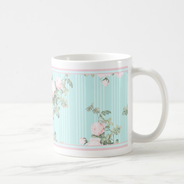 Shabby chic floral mug pink and pink roses (Right)