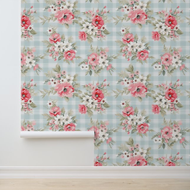 Shabby chic floral pattern wallpaper  (Application)