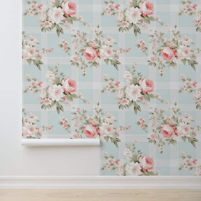 Shabby chic floral pattern wallpaper  (Application)