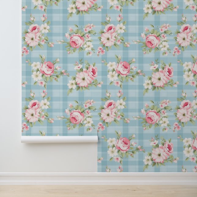 Shabby chic floral pattern wallpaper  (Application)