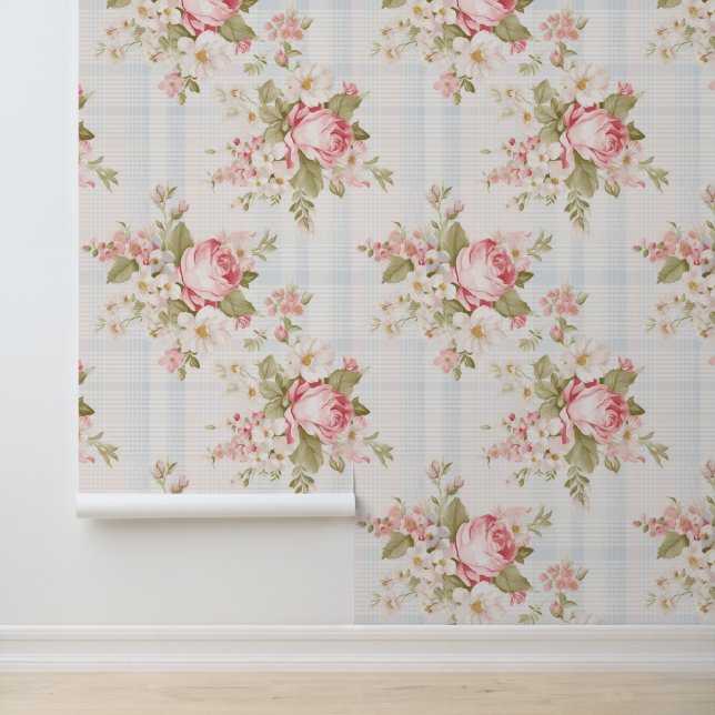 Shabby chic floral pattern wallpaper  (Application)