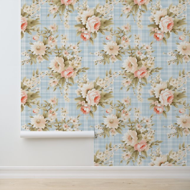 Shabby chic floral pattern wallpaper  (Application)