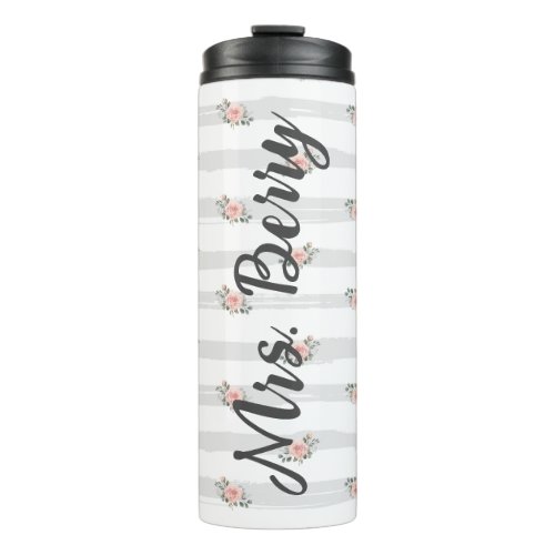 Shabby Chic Floral Personalized Teacher Thermal Tumbler