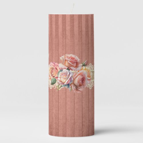 Shabby Chic Floral  Pillar Candle