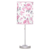 shabby chic floral, pink pattern,pale roses,white, table lamp (Front)