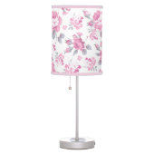 shabby chic floral, pink pattern,pale roses,white, table lamp (Right)