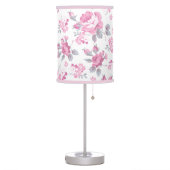 shabby chic floral, pink pattern,pale roses,white, table lamp (Left)