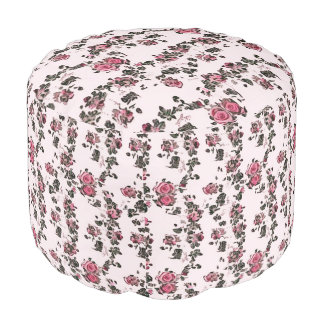 shabby chic floral pink roses pouf