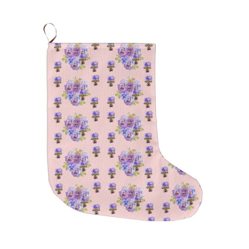 Shabby Chic Floral Polka Dot Christmas Stocking