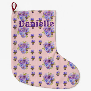 Shabby Chic Floral Polka Dot Christmas Stocking