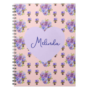 Shabby Chic Floral Polka Dot Pastel Womans Name Notebook
