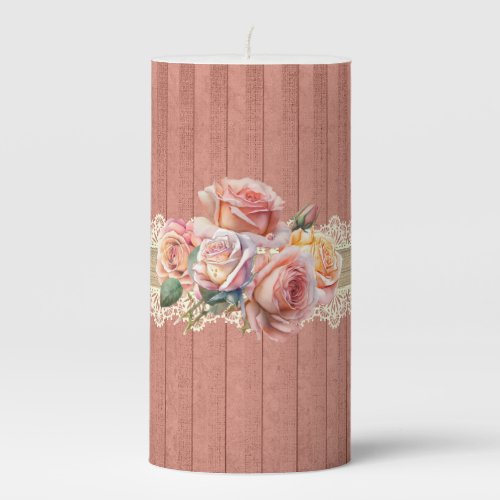 Shabby Chic Floral Poodle With Roses  Pillar Candle