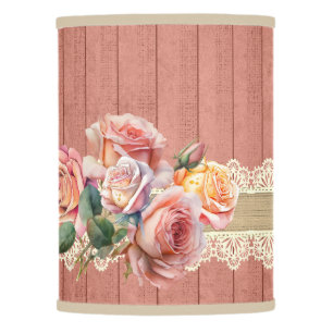 Shabby Chic Floral Poodle With Roses Table Lamp