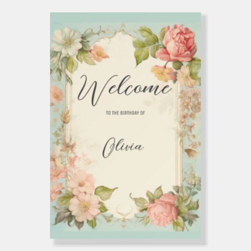 Shabby Chic Floral Princess Birthday Foam Board