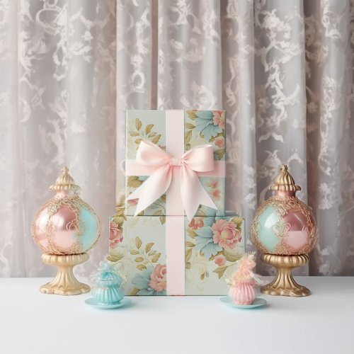 Shabby Chic Floral Princess Birthday  Wrapping Paper