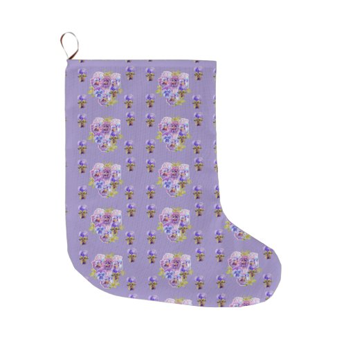 Shabby Chic Floral Purple lilac Christmas Stocking