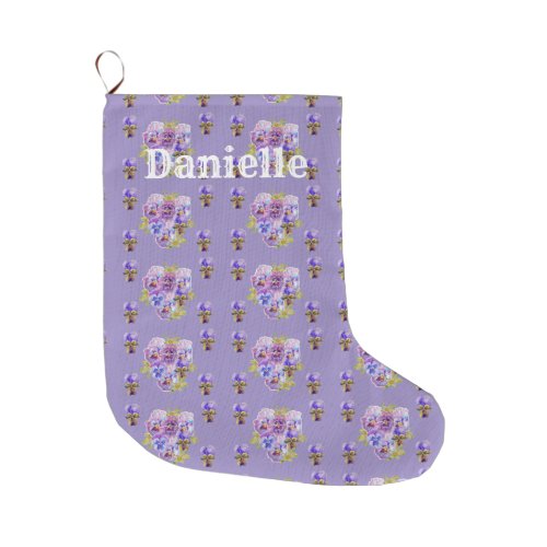 Shabby Chic Floral Purple lilac Christmas Stocking