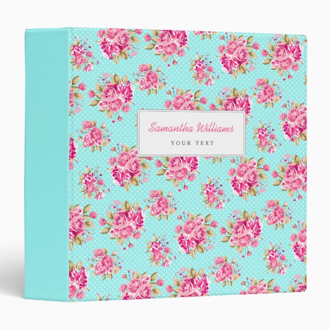 Shabby Chic Floral Roses 3 Ring Binder (Front/Spine)