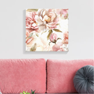Shabby chic floral roses cottage core canvas print