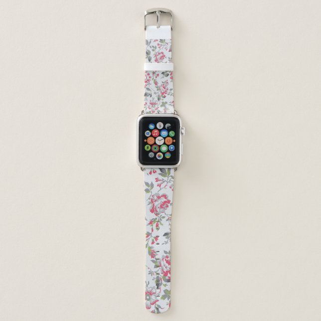 Shabby Chic Floral Roses Pattern Apple Watch Band (Front)