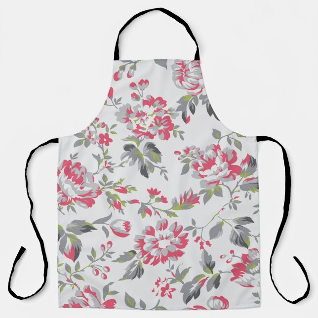 Shabby Chic Floral Roses Pattern Apron (Front)