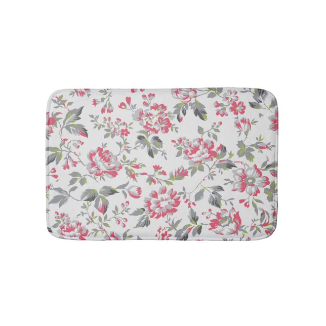 Shabby Chic Floral Roses Pattern Bath Mat (Front)