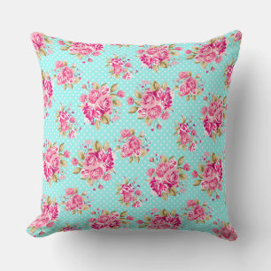 Shabby Chic Floral Roses Throw Pillow