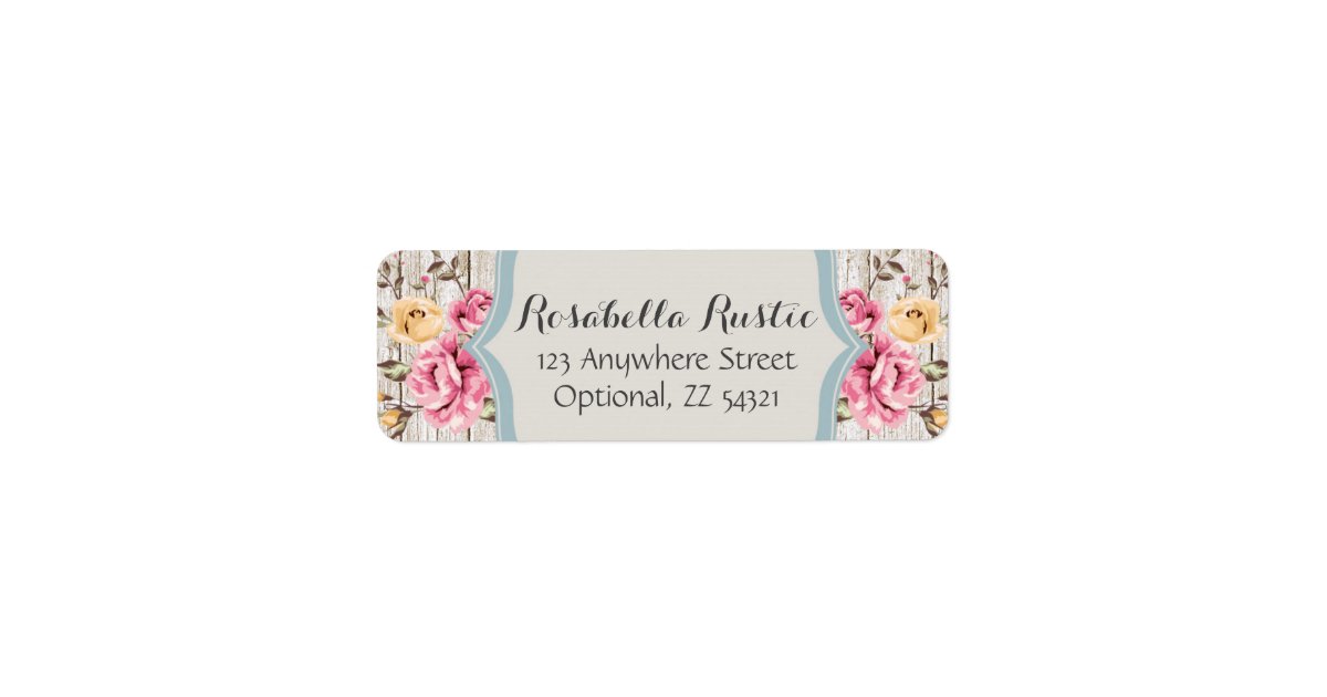 Shabby Chic Floral Rustic Wood Return Address Label | Zazzle