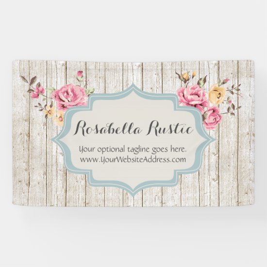Shabby Chic Floral Rustic Wood & Vintage Boutique Banner