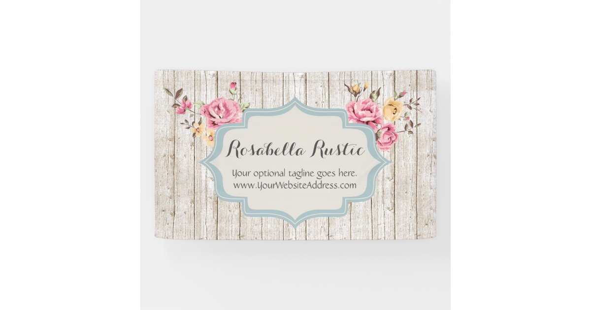 Shabby Chic Floral Rustic Wood & Vintage Boutique Banner | Zazzle