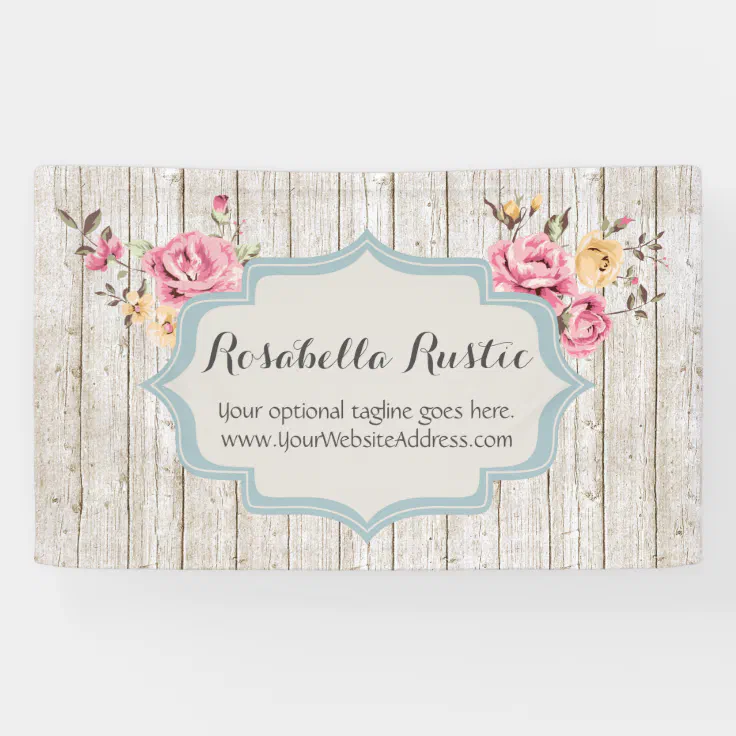 Shabby Chic Floral Rustic Wood & Vintage Boutique Banner | Zazzle