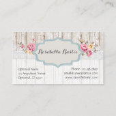 Shabby Chic Floral Rustic Wood & Vintage Lace Business Card (Back)