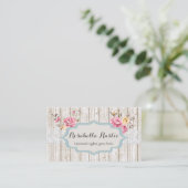 Shabby Chic Floral Rustic Wood & Vintage Lace Business Card (Standing Front)