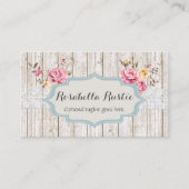 Shabby Chic Floral Rustic Wood & Vintage Lace Business Card (Front)