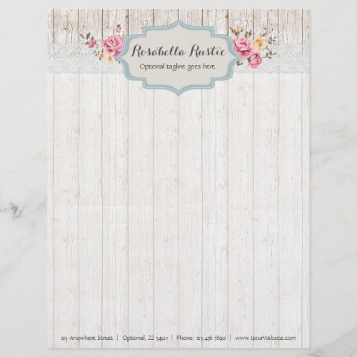 Shabby Chic Floral Rustic Wood  Vintage Lace Letterhead