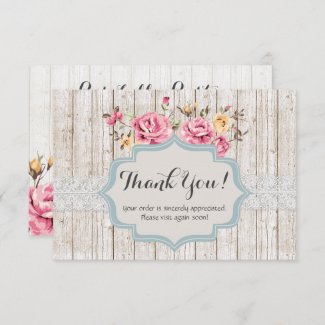 Shabby Chic Floral Rustic Wood Vintage Thank You